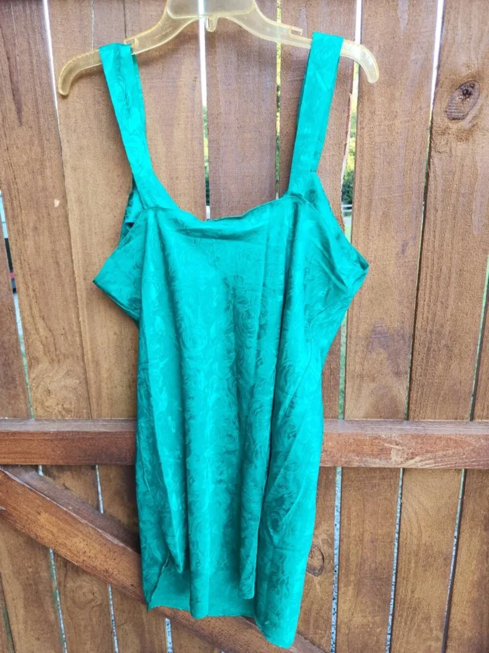 Large Women's Green Nightie Lingerie Rose Print V Neck by Inner Most Sleepwear